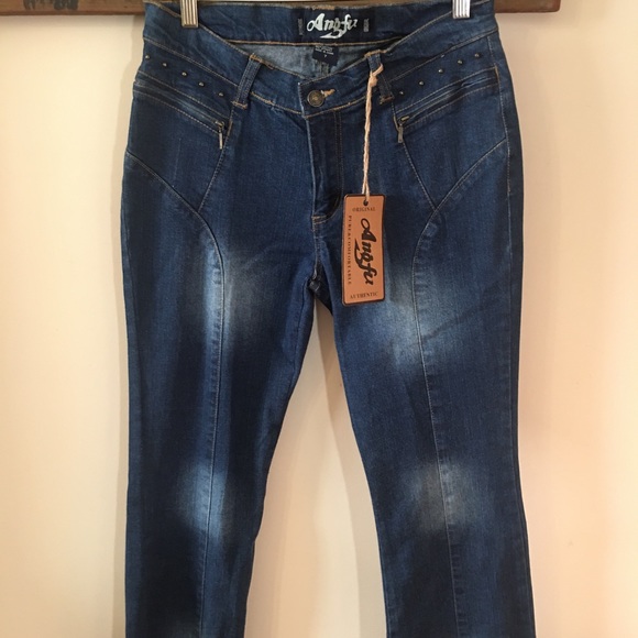 Angfu Studded and Flared Jeans with Fringe Hems Size 7 - Picture 8 of 13